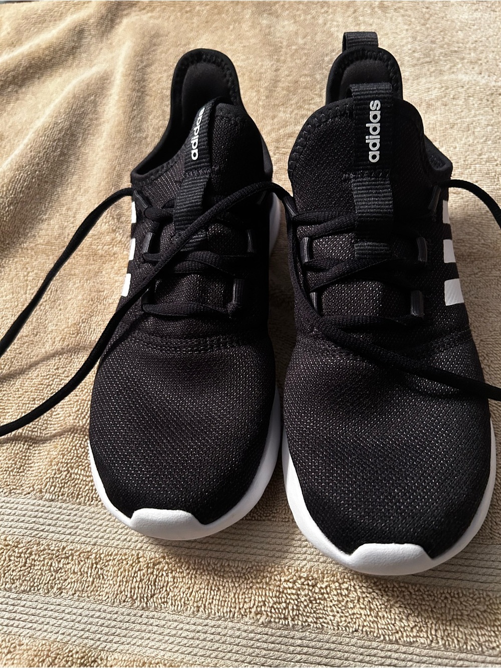 adidas Black and White Running Shoes with Slip-On Knit Upper